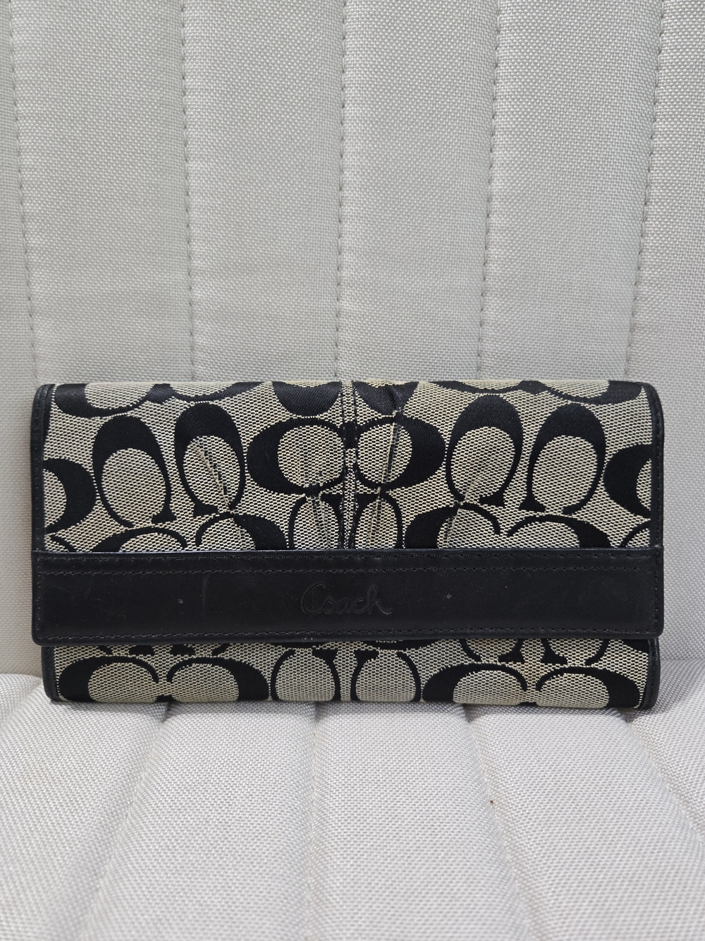 Vintage Coach Signature Canvas Continental Wallet